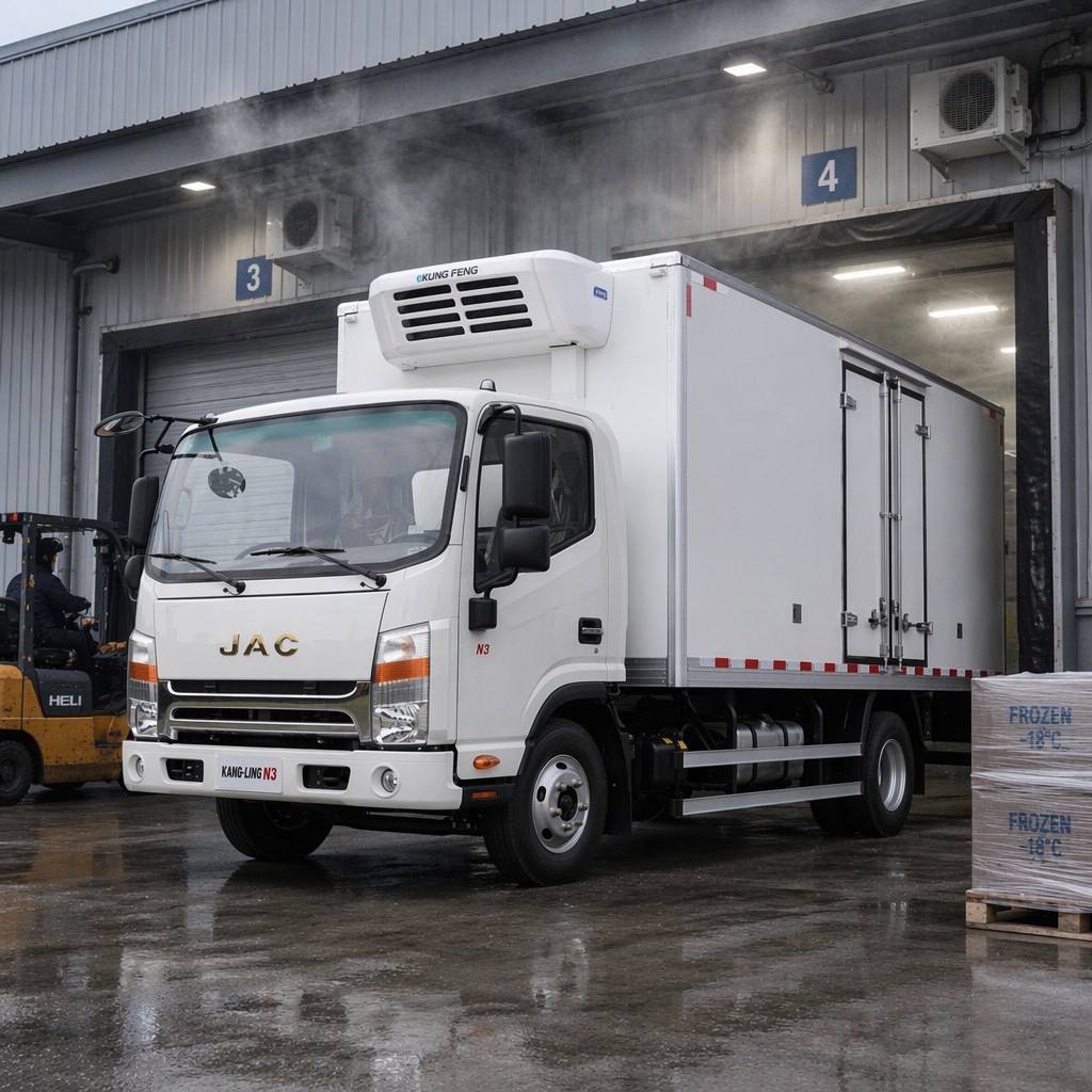 Camion réfrigéré de 3 tonnes avec unité frigorifique de transport, transport par chaîne du froid